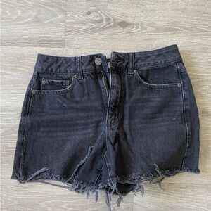Black Denim Mom Shorts